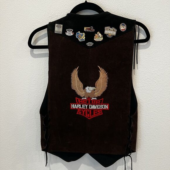 Harley Davidson Women’s Suede Leather Vest Sz Xs With Pin Collection Modified - Picture 6 of 10